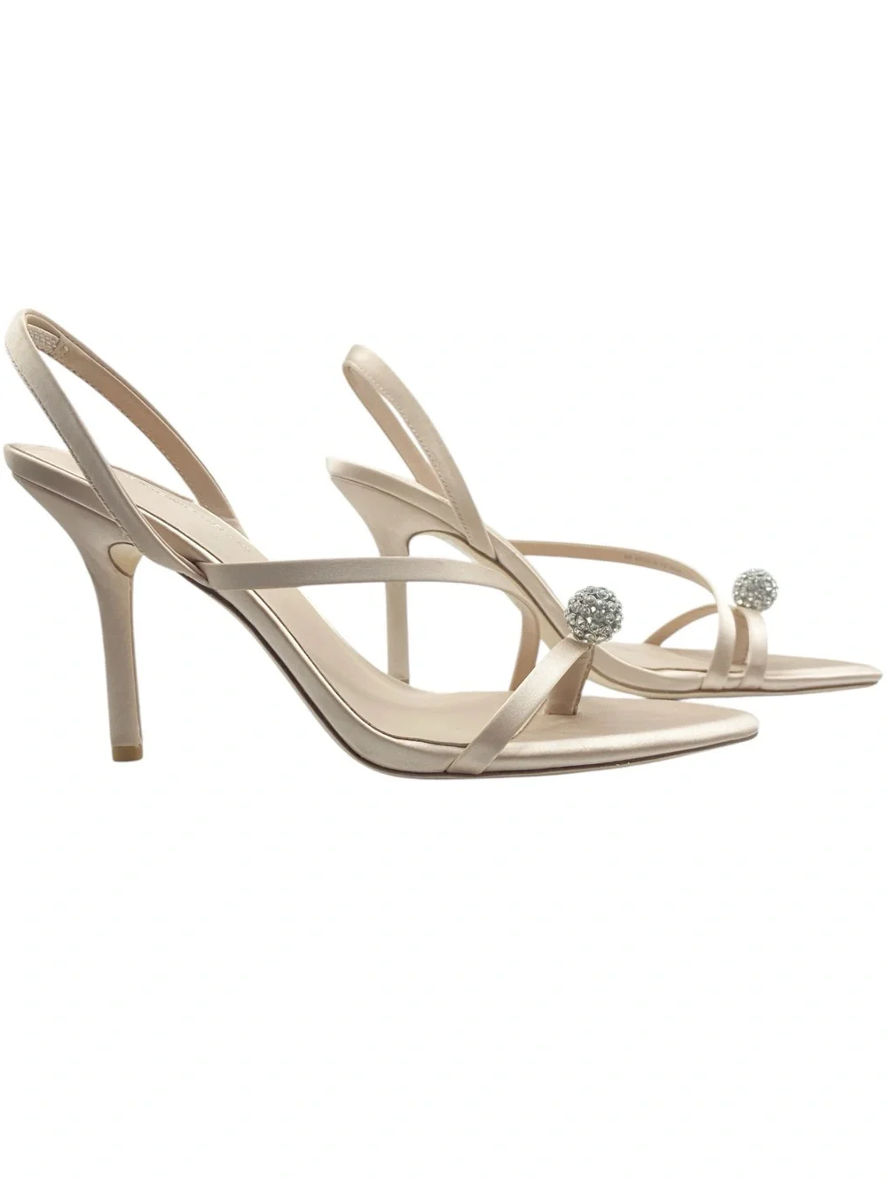 Antonio Melani Ames Two Satin Jeweled Thong Dusk Sand Heels Size 8.5 NWOB